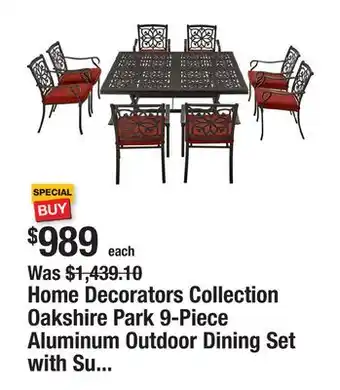 The Home Depot Home Decorators Collection Oakshire Park 9-Piece Aluminum Outdoor Dining Set with Sunbrella Henna Red Cushions offer