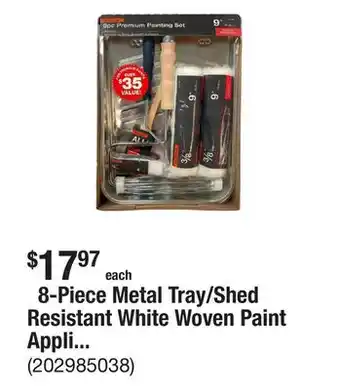 The Home Depot 8-Piece Metal Tray/Shed Resistant White Woven Paint Applicator Kit offer