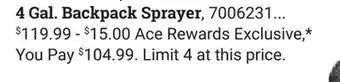 Ace Hardware 4 Gal. Backpack Sprayer offer