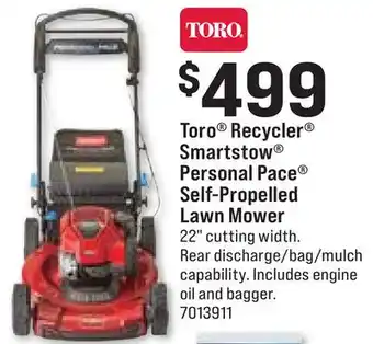 Ace Hardware Toro Recycler Smartstow Personal Pace Self-Propelled Lawn Mower offer