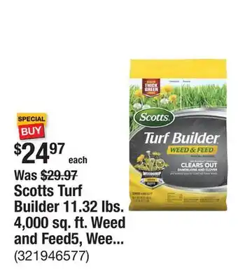 The Home Depot Scotts Turf Builder 11.32 lbs. 4,000 sq. ft. Weed and Feed5, Weed Killer Plus Lawn Fertilizer offer