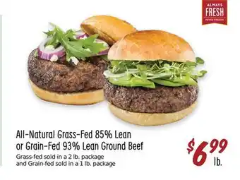 Sprouts Farmers Market All-Natural Grass-Fed 85% Lean or Grain-Fed 93% Lean Ground Beef offer