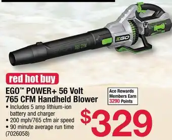 Ace Hardware EGO POWER + 56 Volt 765 CFM Handheld Blower offer