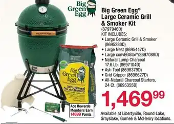 Ace Hardware Big Green Egg Large Ceramic Grill & Smoker Kit offer