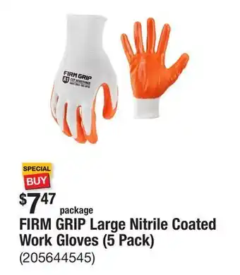 The Home Depot FIRM GRIP Large Nitrile Coated Work Gloves (5 Pack) offer