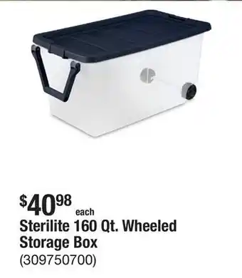 The Home Depot Sterilite 160 Qt. Wheeled Storage Box offer