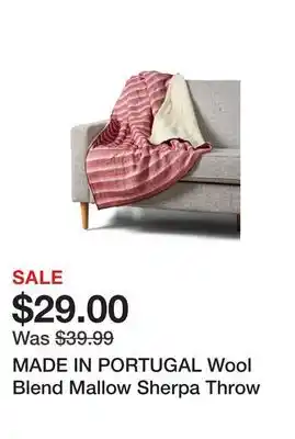 Marshalls MADE IN PORTUGAL Wool Blend Mallow Sherpa Throw offer