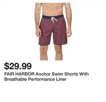 Marshalls FAIR HARBOR Anchor Swim Shorts With Breathable Performance Liner offer