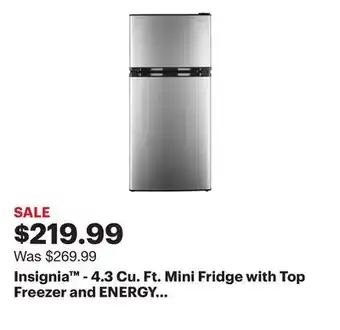 Best Buy Insignia - 4.3 Cu. Ft. Mini Fridge with Top Freezer and ENERGY STAR Certification - Stainless Steel offer