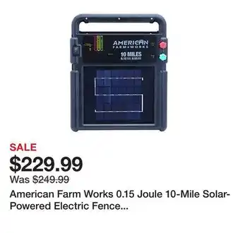Tractor Supply Company American Farm Works 0.15 Joule 10-Mile Solar-Powered Electric Fence Energizer, TSC Exclusive Battery Monitor, Post Mount offer