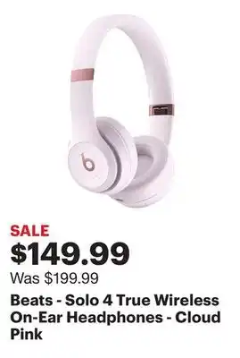 Best Buy Beats - Solo 4 True Wireless On-Ear Headphones - Cloud Pink offer