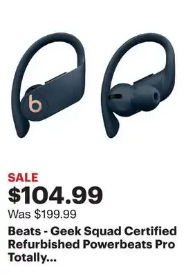 Best Buy Beats - Geek Squad Certified Refurbished Powerbeats Pro Totally Wireless Earphones - Navy offer
