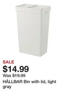 Ikea HÅLLBAR Bin with lid, light gray offer