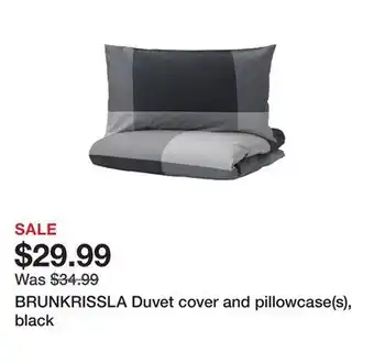 Ikea BRUNKRISSLA Duvet cover and pillowcase(s), black offer