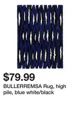 Ikea BULLERREMSA Rug, high pile, blue white/black offer