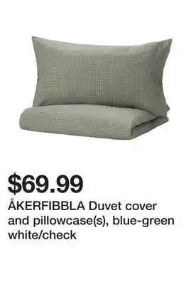 Ikea ÅKERFIBBLA Duvet cover and pillowcase(s), blue-green white/check offer