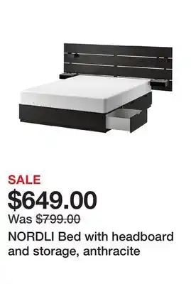 Ikea NORDLI Bed with headboard and storage, anthracite offer