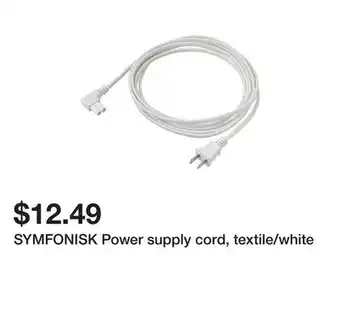 Ikea SYMFONISK Power supply cord, textile/white offer