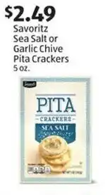 Aldi Savoritz Sea Salt or Garlic Chive Pita Crackers 5 oz. offer