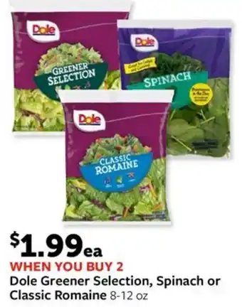 Fareway Dole Greener Selection, Spinach or Classic Romaine 8-12 oz offer