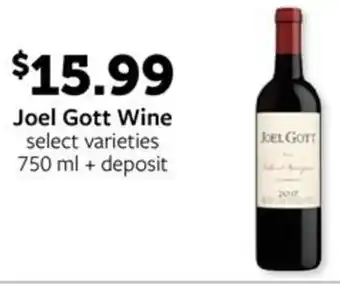 Fareway Joel Gott Wine select varieties 750 ml + deposit offer