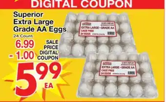 Superior Grocers Superior Extra Large Grade AA Eggs offer