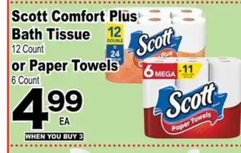 Superior Grocers Scott Comfort Bath Tissue 12 Count 12 Count or Paper Towels 6 Count offer
