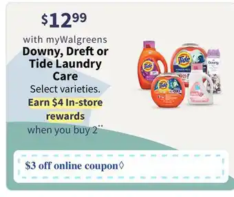 Walgreens Downy, Dreft or Tide Laundry Care offer