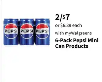 Walgreens 6-Pack Pepsi Mini Can Products offer