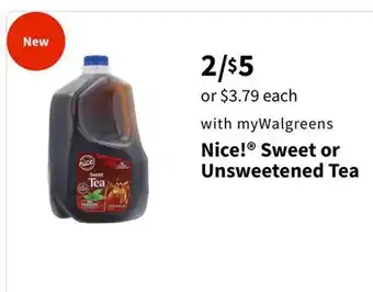 Walgreens Nice! Sweet or Unsweetened Tea offer