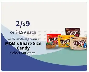 Walgreens M&M's Share Size Candy offer