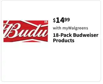 Walgreens 18-Pack Budweiser Products offer