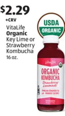 Aldi VitaLife Organic Key Lime or Strawberry Kombucha offer