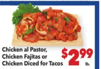 Vallarta Supermarkets Chicken al Pastor, Chicken Fajitas or Chicken Diced for Tacos offer