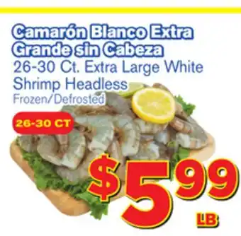 El Super Fresh 26-30 Ct. Extra Large White Shrimp Headless offer