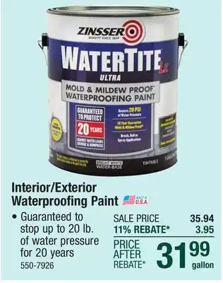 Menards Zinsser WaterTite LX Ultra Blue Chill Concrete & Masonry Waterproofing Paint - 1 gal offer