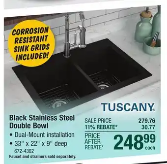 Menards Tuscany Forden Dual-Mount 33 Black Stainless Steel 1-Hole Double Bowl Kitchen Sink offer