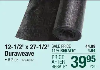 Menards Duraweave 12.5' x 27.5' Geotextile Fabric offer