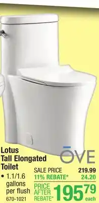 Menards OVE Decors Lotus 1-Piece White Dual Flush Tall Elongated Toilet offer