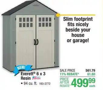 Menards Suncast Outdoor Resin Everett 6 x 3 Storage Shed offer