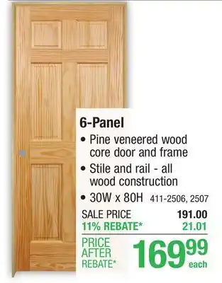 Menards Mastercraft 30W x 80H Pine 6-Panel Interior Door System - Right Inswing offer