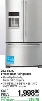 Menards Maytag 24.7 cu.ft. Fingerprint Resistant Stainless Steel French Door Refrigerator offer