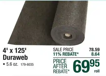 Menards Duraweb 4' x 125' Geotextile Landscape Fabric offer