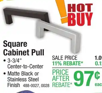 Menards 3-3/4 (96mm) Center-to-Center Matte Black Square Cabinet Pull offer