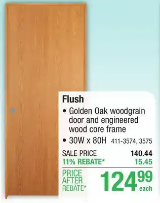 Menards Mastercraft 30W x 80H Golden Oak Woodgrain Flush Interior Door System - Right Inswing offer