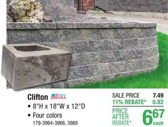 Menards 8 x 18 Tan Clifton Straight Retaining Wall Block offer