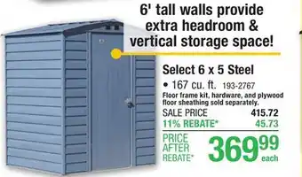 Menards Arrow Select 6 x 5 Steel Outdoor Storage Shed offer