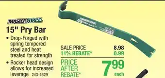 Menards Masterforce 15 Pry Bar offer