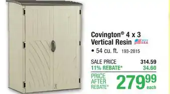 Menards Suncast Covington 4 x 3 x 6 Vertical Outdoor Resin Storage Unit offer