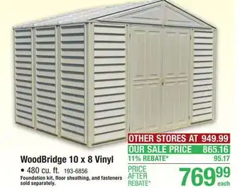 Menards DuraMax WoodBridge 10 x 8 Outdoor Vinyl Storage Shed offer